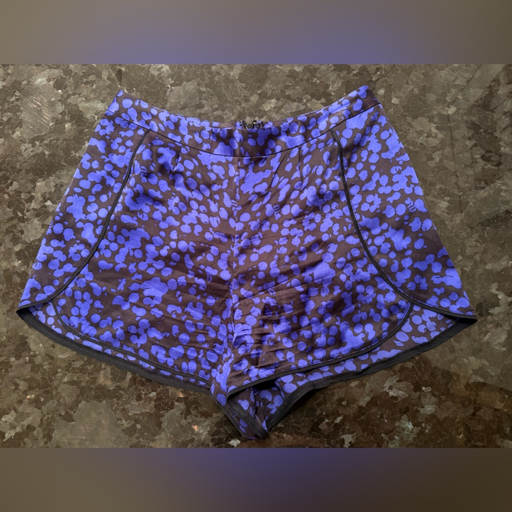 INTERMIX Blue and Black Silk Shorts